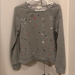 Splatter Paint Distressed Sweatshirt